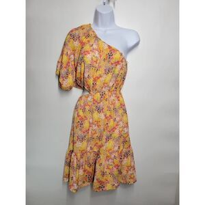 I9 Cooper FLORAL ONE SHOULDER MIDI DRESS